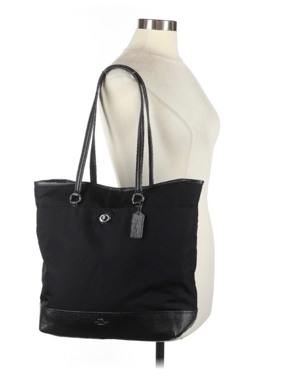 Coach Black Nylon & Leather Tote Bag